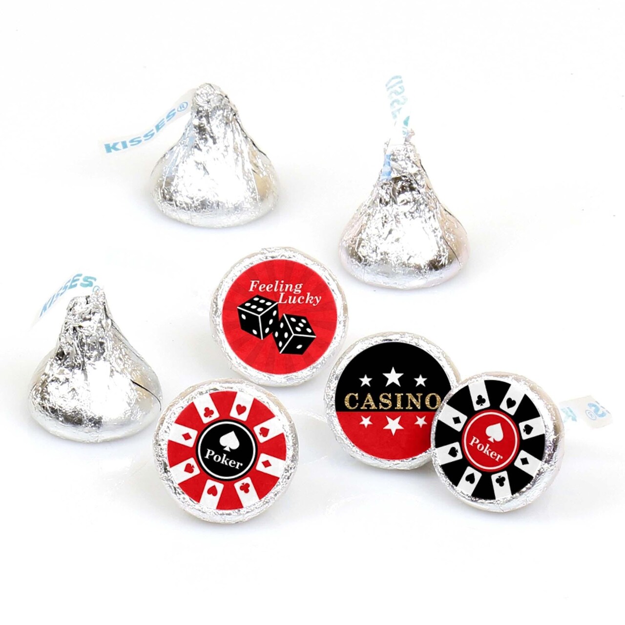 Big Dot of Happiness Las Vegas - Casino Party Round Candy Sticker Favors - Labels Fits Chocolate Candy (1 sheet of 108)